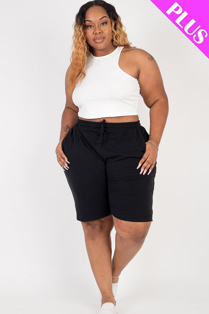 Plus Size French Terry Bermuda Shorts - Capella Apparel