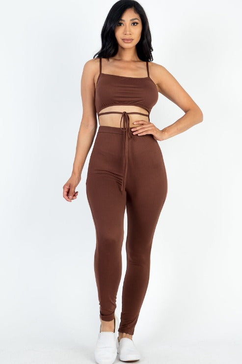 Solid Tie Front Cut Out Jumpsuit - Capella Apparel