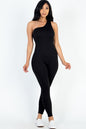 Solid Color One Shoulder Jumpsuit - Capella Apparel