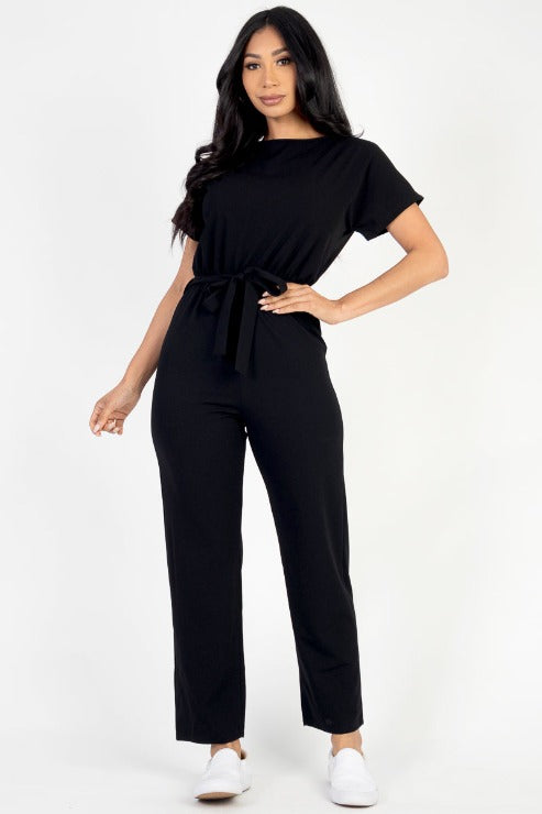 Tie Waist Relaxed Jumpsuit - Capella Apparel