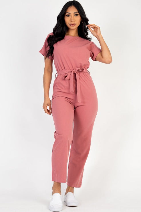 Tie Waist Relaxed Jumpsuit - Capella Apparel