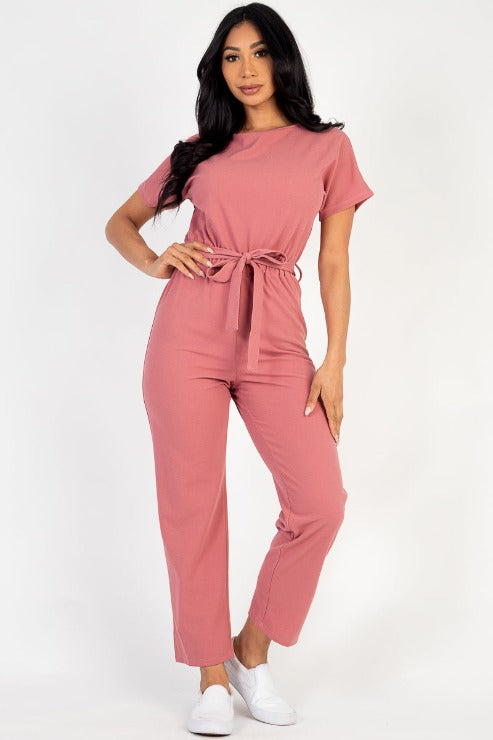 Tie Waist Relaxed Jumpsuit - Capella Apparel