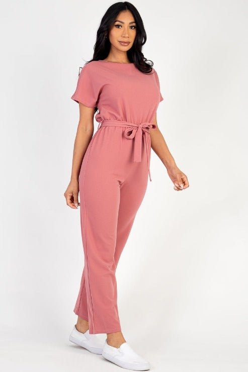 Tie Waist Relaxed Jumpsuit - Capella Apparel