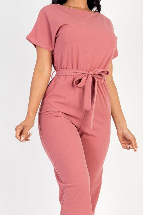 Tie Waist Relaxed Jumpsuit - Capella Apparel