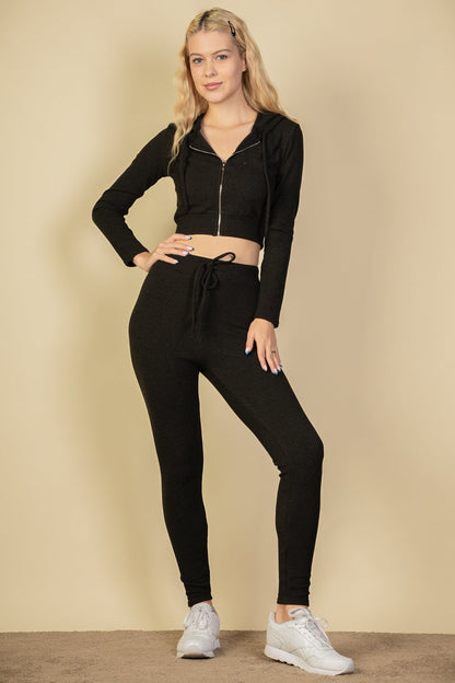 Ribbed Tie Front Leggings (CAPELLA) - Capella Apparel