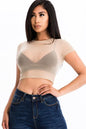 Sexy Mesh Sheer Short Sleeve Crop Top - Wholesale Capella Apparel