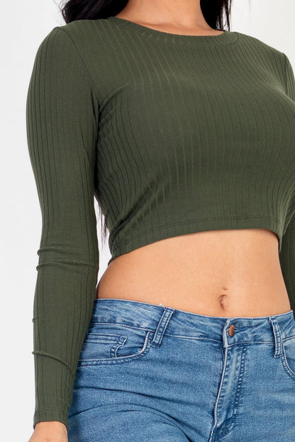 Long Sleeve Round Neck Basic Crop Top (CAPELLA) - Capella Apparel