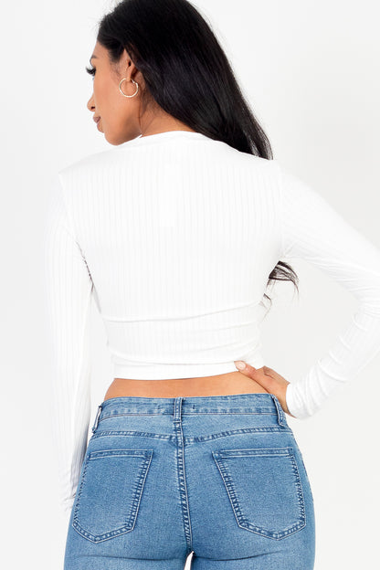 Long Sleeve Round Neck Basic Crop Top - Wholesale Capella Apparel