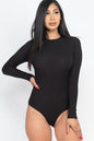 Ribbed Long Sleeve Mock Neck Bodysuit - Wholesale Capella Apparel