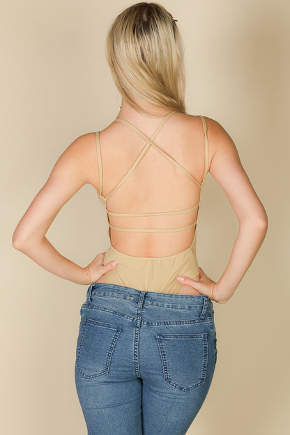 Crisscross Back Sexy Bodysuit Top - Wholesale Capella Apparel