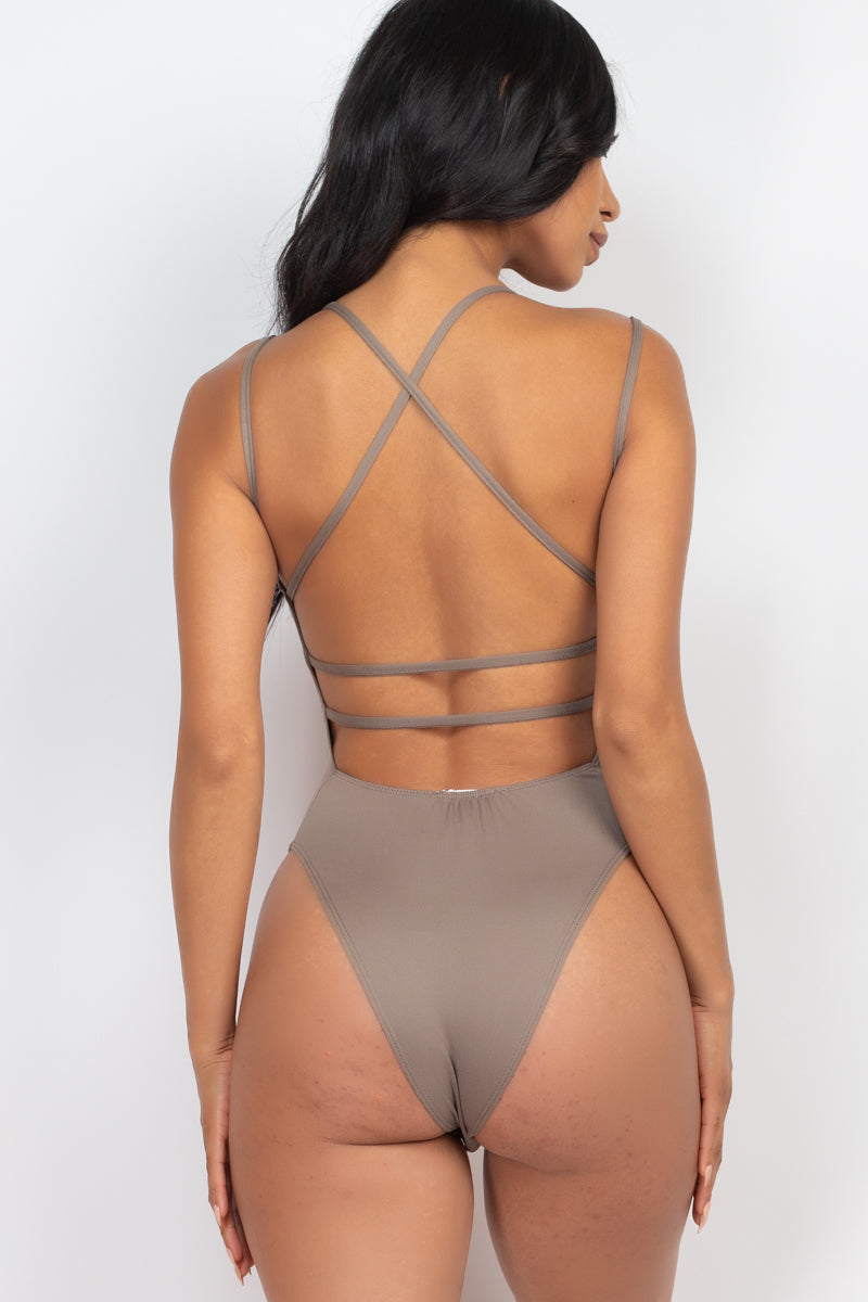 Crisscross Back Sexy Bodysuit Top - Wholesale Capella Apparel