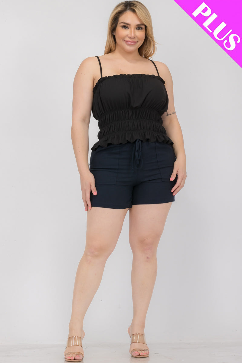 Plus Size Tiered Shirred Body Crop Top - Capella Apparel