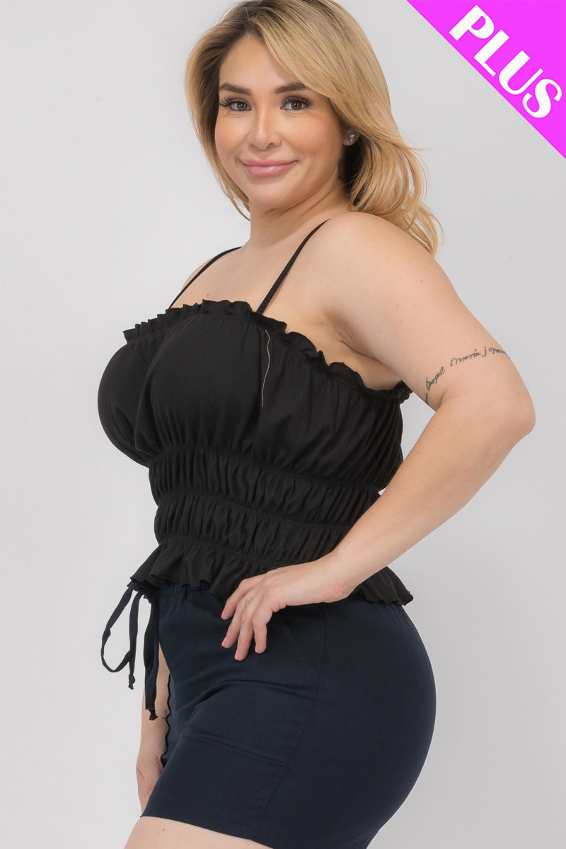 Plus Size Tiered Shirred Body Crop Top - Capella Apparel