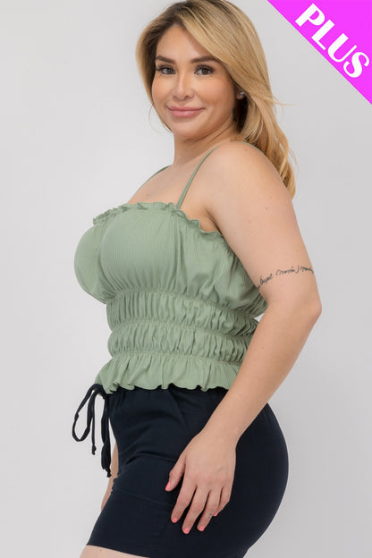 Plus Size Tiered Shirred Body Crop Top - Capella Apparel