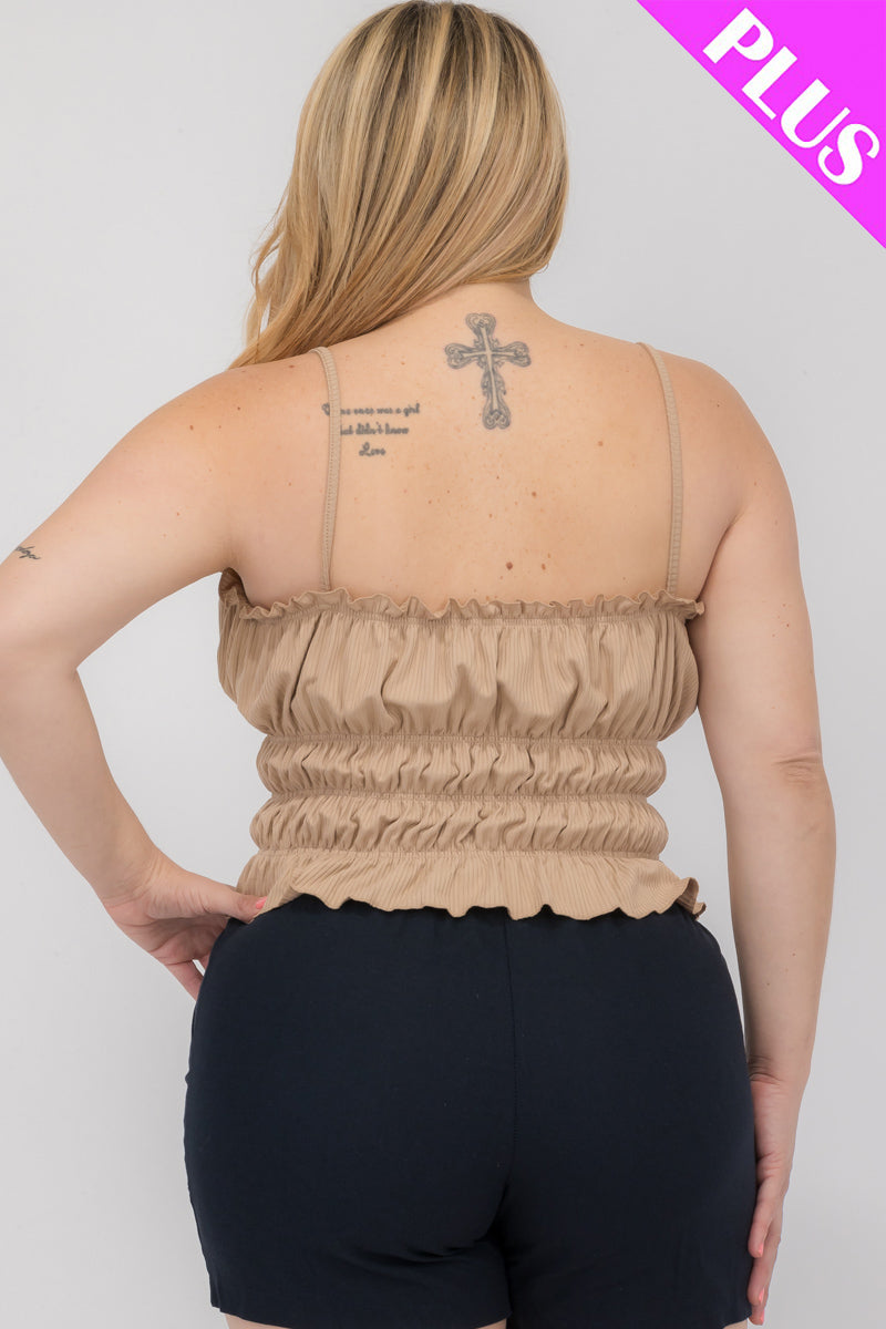 Plus Size Tiered Shirred Body Crop Top - Capella Apparel