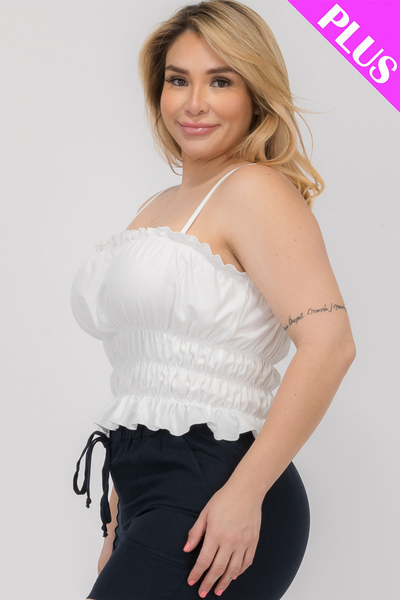 Plus Size Tiered Shirred Body Crop Top - Capella Apparel