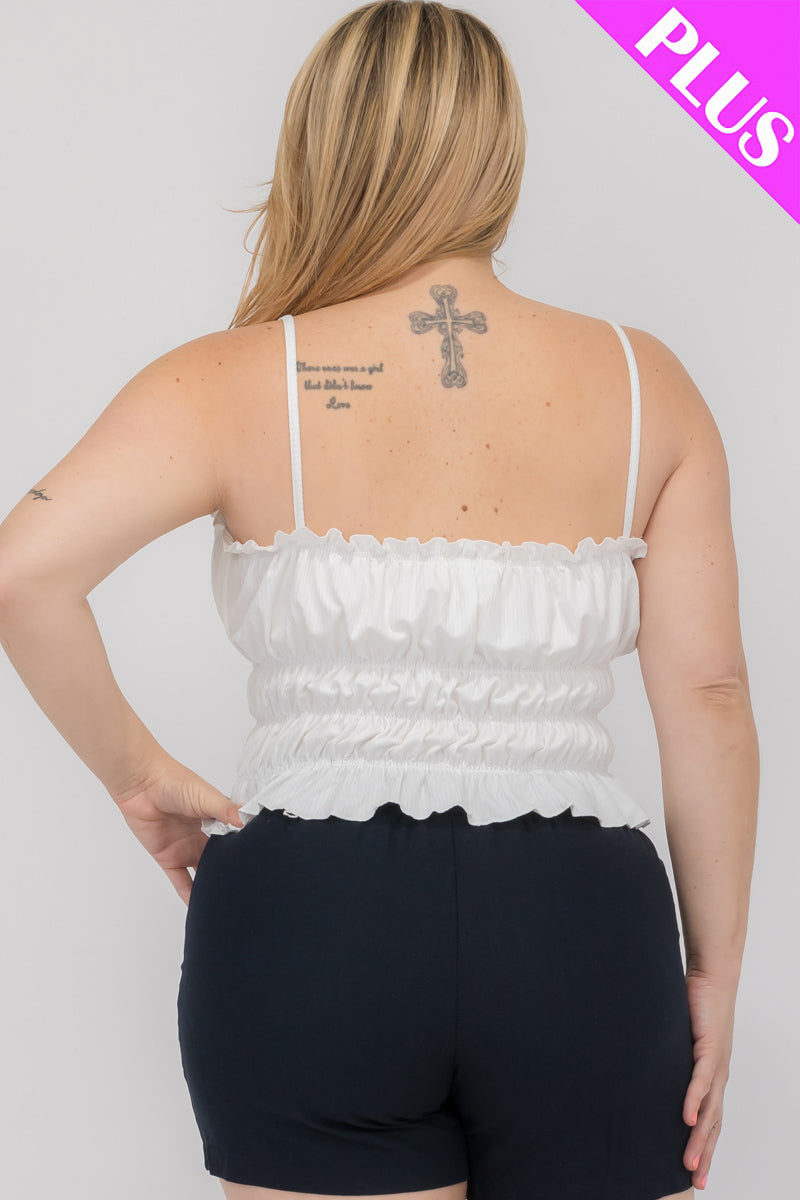 Plus Size Tiered Shirred Body Crop Top - Capella Apparel