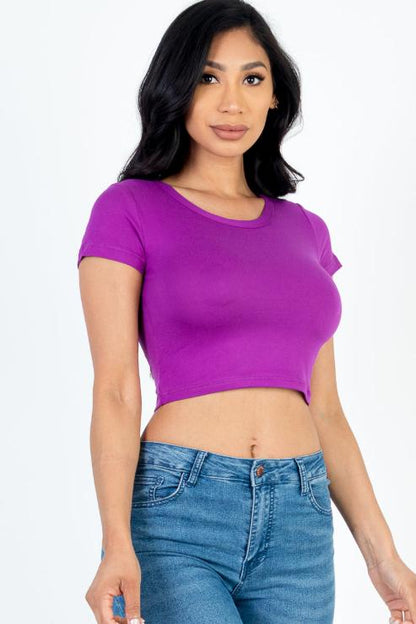 Short Sleeve Roundneck Crop Top - Wholesale Capella Apparel