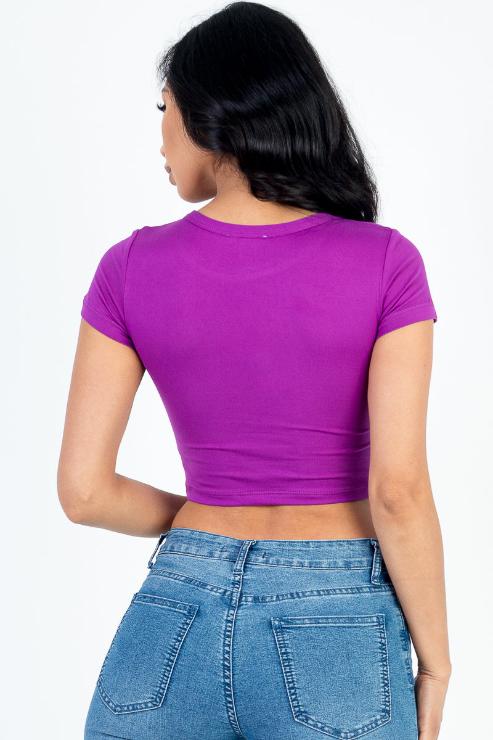 Short Sleeve Roundneck Crop Top - Wholesale Capella Apparel