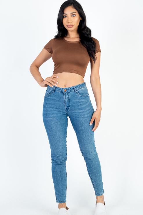 Short Sleeve Roundneck Crop Top - Wholesale Capella Apparel