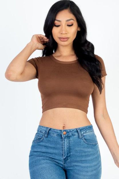 Short Sleeve Roundneck Crop Top - Wholesale Capella Apparel