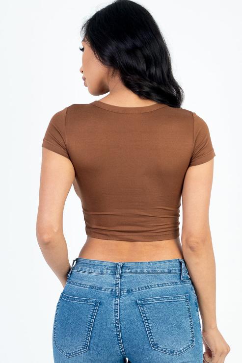 Short Sleeve Roundneck Crop Top - Wholesale Capella Apparel