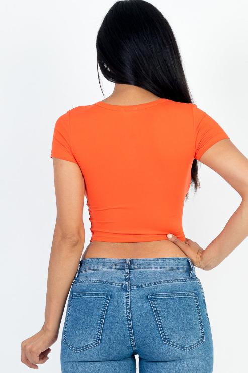 Short Sleeve Roundneck Crop Top - Wholesale Capella Apparel