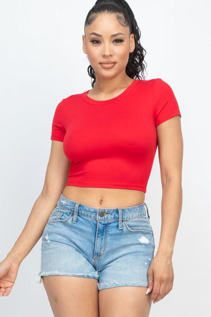 Short Sleeve Roundneck Crop Top - Wholesale Capella Apparel