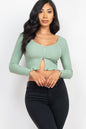 Ribbed Button Front Split Long Sleeve Top (CAPELLA) - Capella Apparel