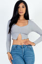 Ribbed Button Front Split Long Sleeve Top (CAPELLA) - Capella Apparel