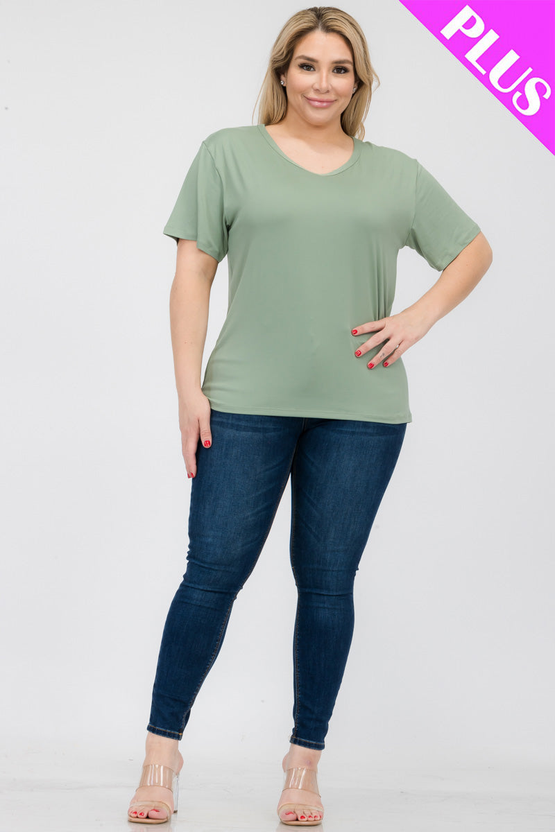 Plus Size Basic Short Sleeve T-shirt - Capella Apparel