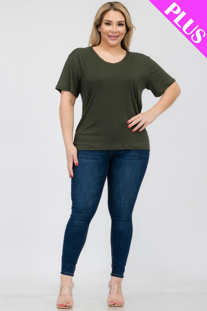 Plus Size Basic Short Sleeve T-shirt (CAPELLA) - Capella Apparel