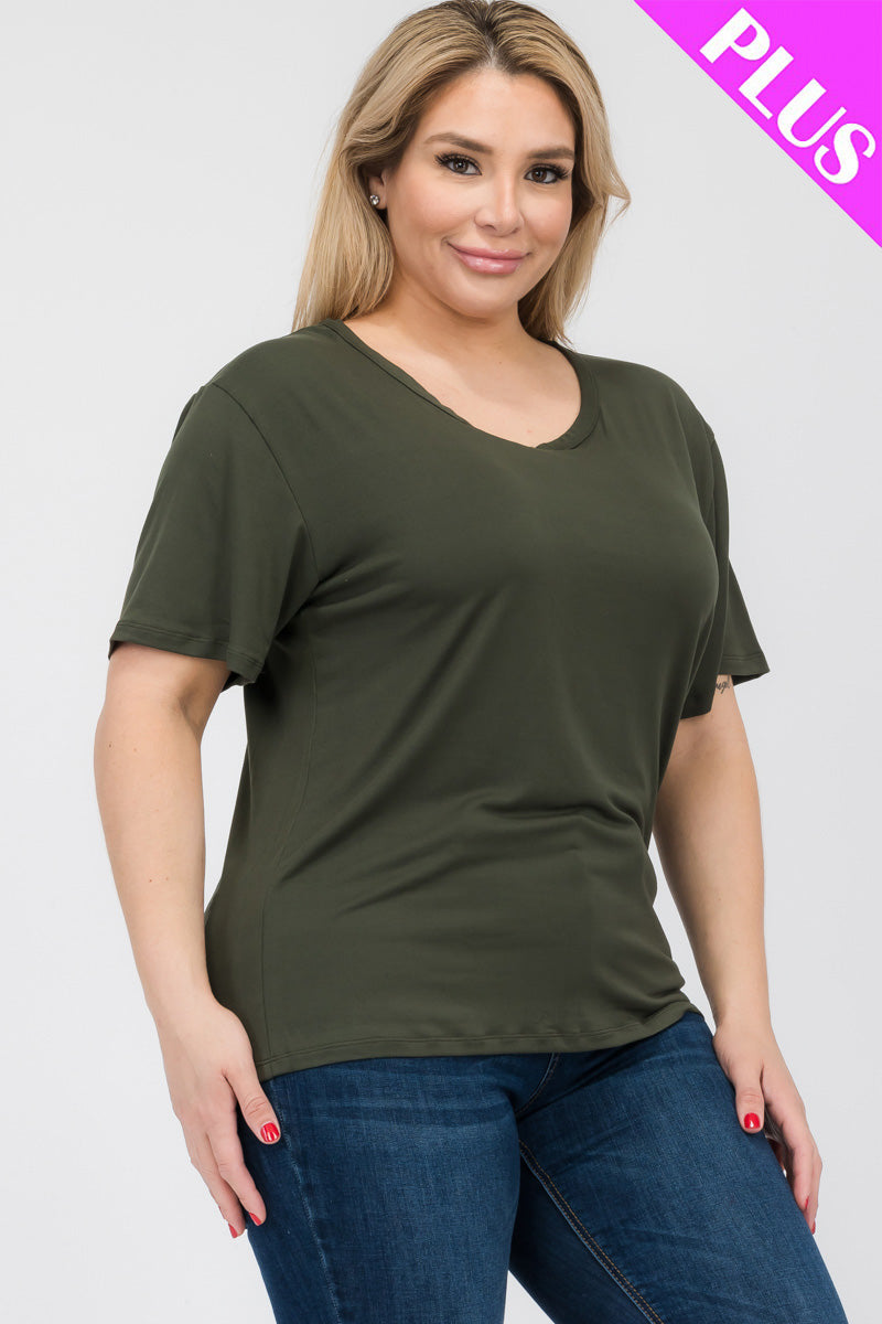 Plus Size Basic Short Sleeve T-shirt (CAPELLA) - Capella Apparel