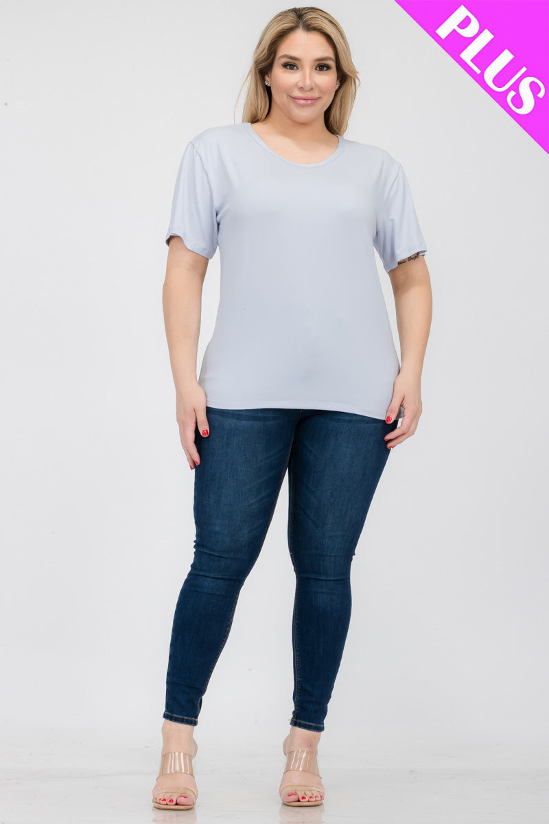 Plus Size Basic Short Sleeve T-shirt (CAPELLA) - Capella Apparel