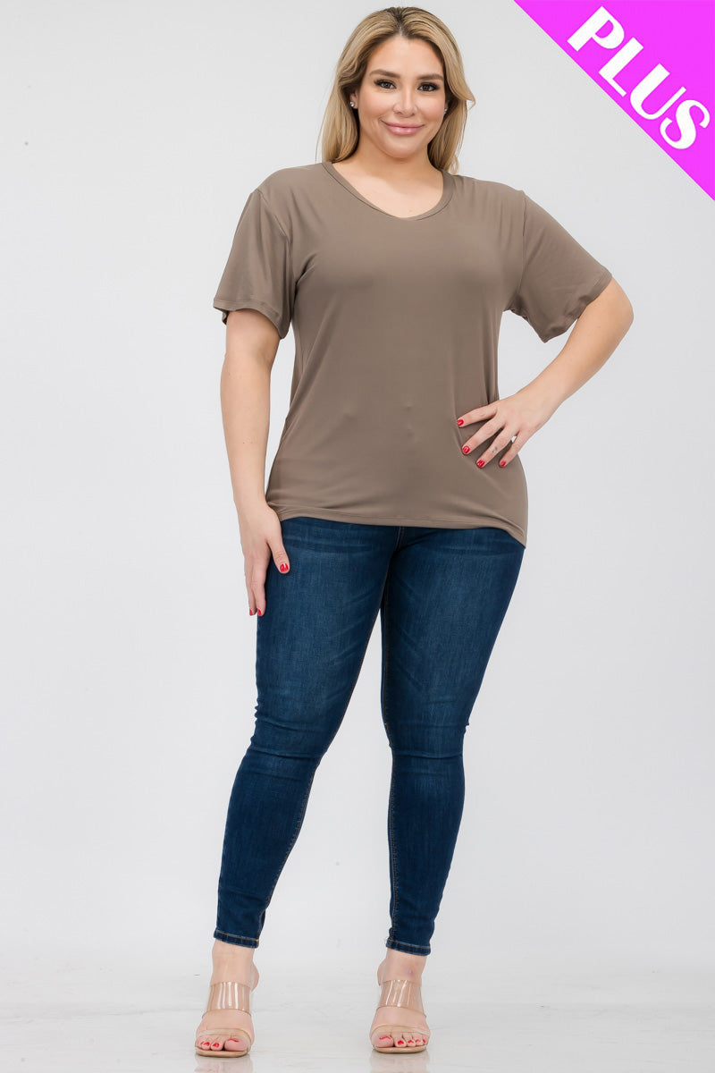 Plus Size Basic Short Sleeve T-shirt - Capella Apparel