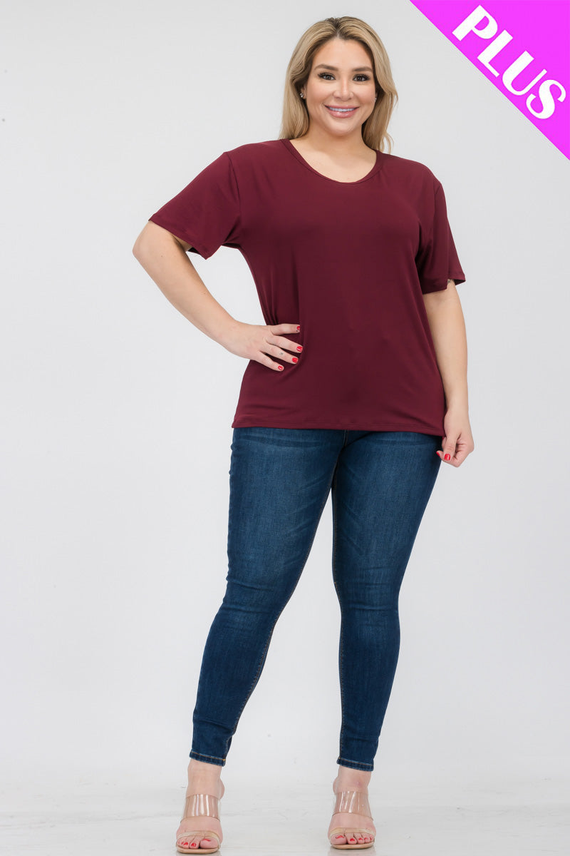 Plus Size Basic Short Sleeve T-shirt (CAPELLA) - Capella Apparel