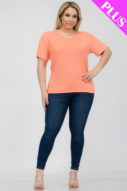 Plus Size Basic Short Sleeve T-shirt (CAPELLA) - Capella Apparel