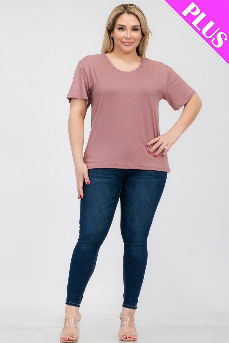 Plus Size Basic Short Sleeve T-shirt - Capella Apparel