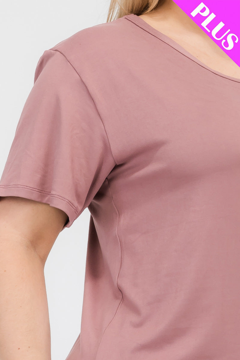Plus Size Basic Short Sleeve T-shirt (CAPELLA) - Capella Apparel