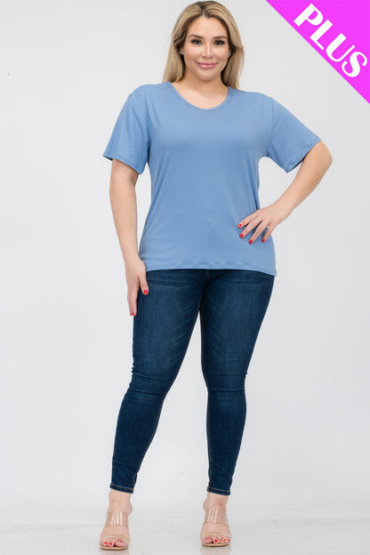 Plus Size Basic Short Sleeve T-shirt (CAPELLA) - Capella Apparel