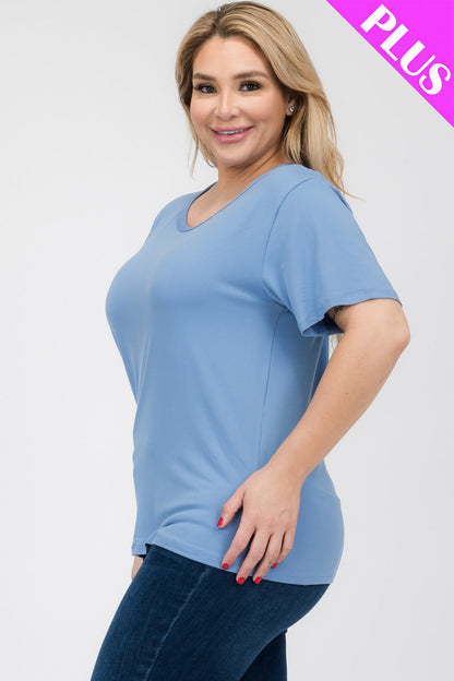 Plus Size Basic Short Sleeve T-shirt (CAPELLA) - Capella Apparel