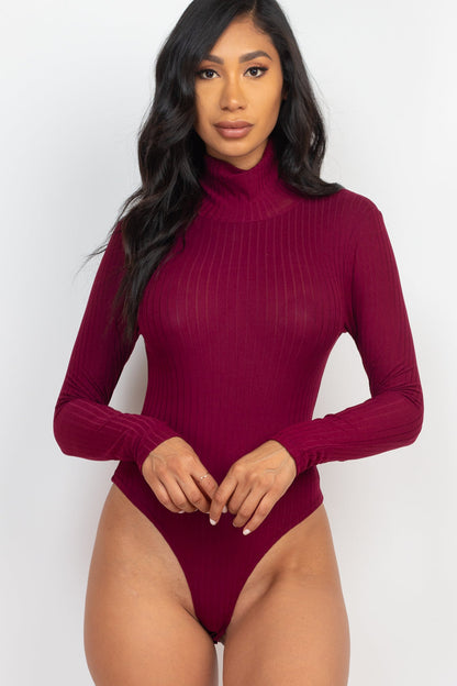 Ribbed Turtle Neck Long Sleeve Bodysuit (CAPELLA) - Capella Apparel