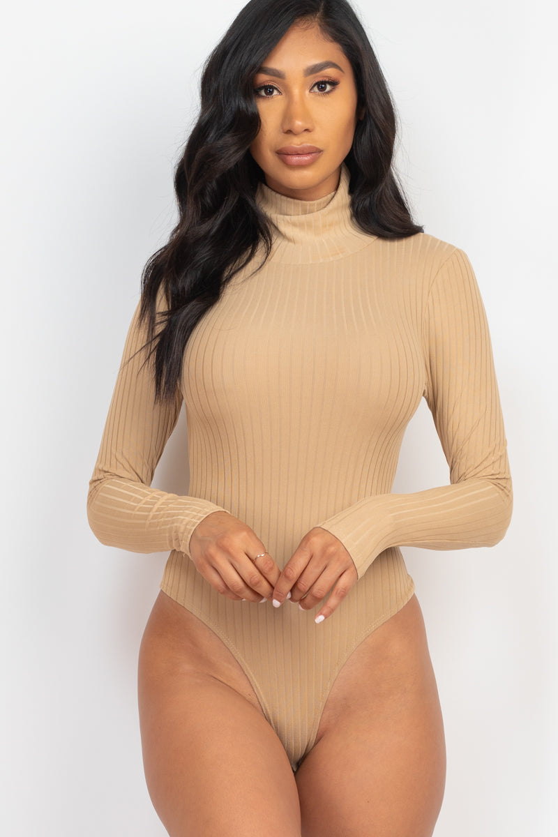 Ribbed Turtle Neck Long Sleeve Bodysuit (CAPELLA) - Capella Apparel