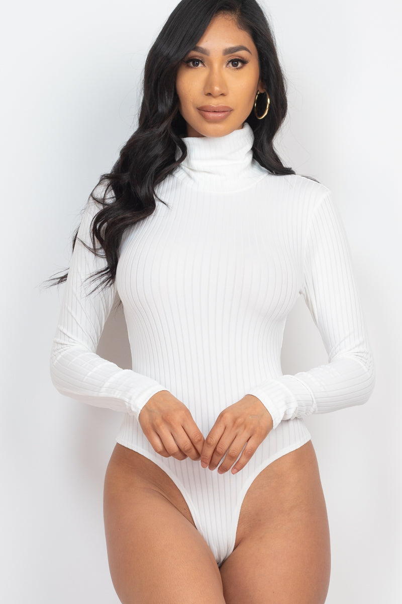 Ribbed Turtle Neck Long Sleeve Bodysuit (CAPELLA) - Capella Apparel