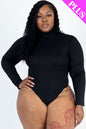 Plus Size Ribbed Turtle Neck Long Sleeve Bodysuit (CAPELLA) - Capella Apparel