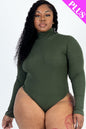 Plus Size Ribbed Turtle Neck Long Sleeve Bodysuit (CAPELLA) - Capella Apparel