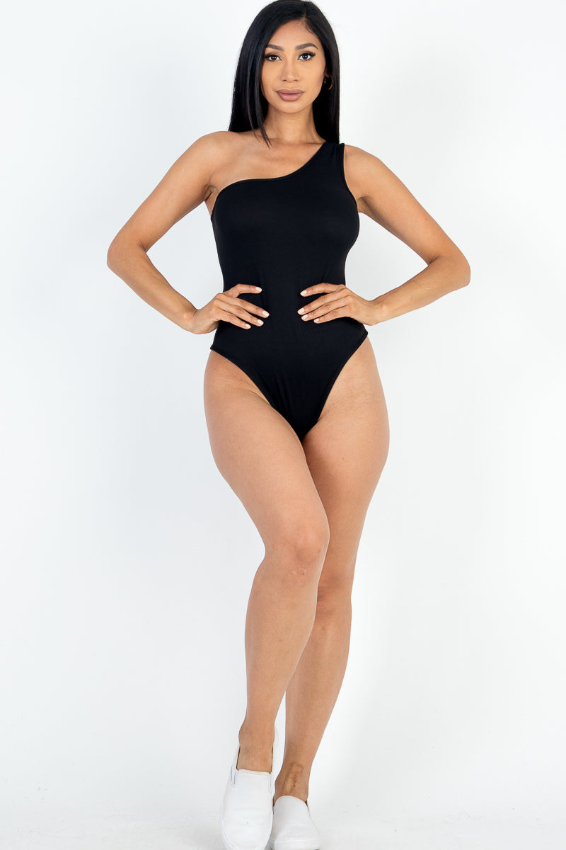 One Shoulder Solid Casual Bodysuit (CAPELLA) - Capella Apparel