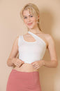 Ribbed One Shoulder Cross Strap Crop Top - Capella Apparel