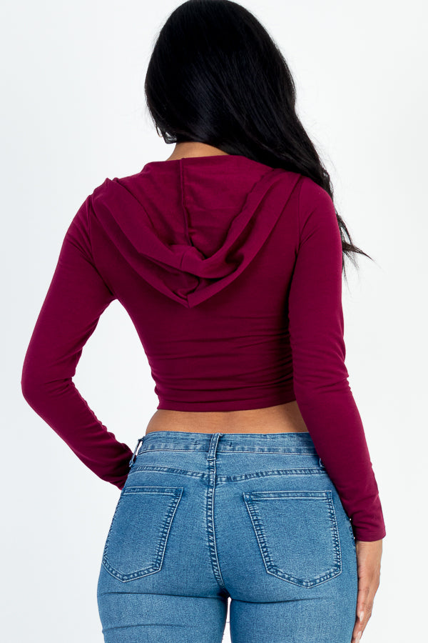 French Terry Crop Zip Up Hoodie - Capella Apparel