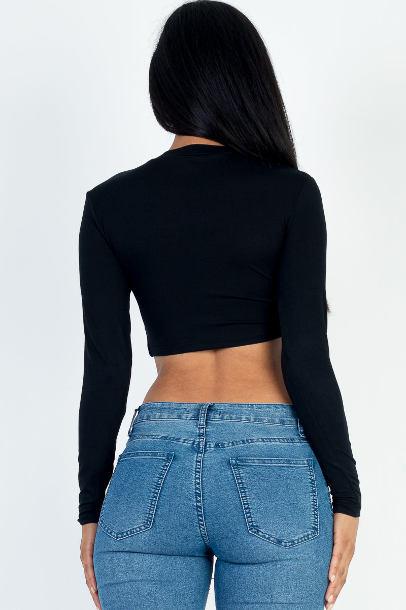 Crew Neck Long Sleeve Cropped Top - Capella Apparel